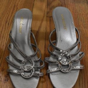 Annie Shoes Silver Sandals, Size 8